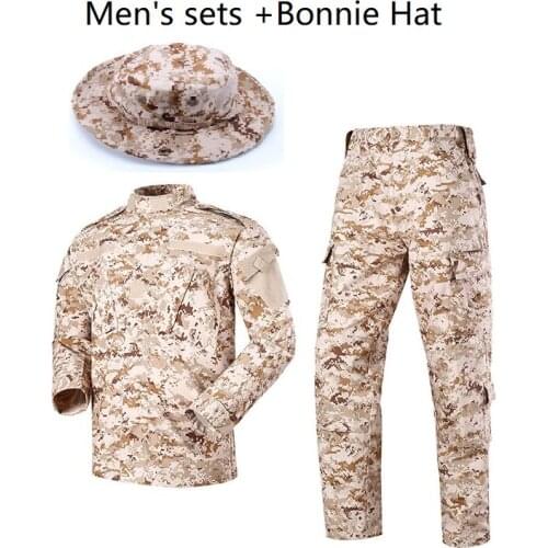 Mens Sets Derset Digital Camouflage Army Uniform ACU Ribstop Military Uiforms With Bonnie Hat Bucket hat