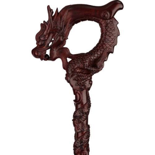 Stick old wood carved carved dragon stick red sandalwood wood mahogany boutique cane for the elderly