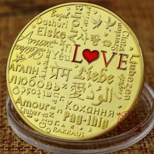 Word of Love Painted Gold / Silver Plated Commemorative Novelty Coin