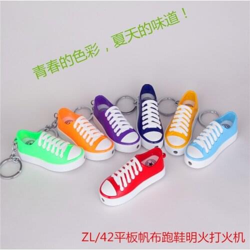 Flat Canvas Shoes Personality Creative Open Flame Pendant Lighter Multifunctional Keychain Pull Down Ignition Encendedores