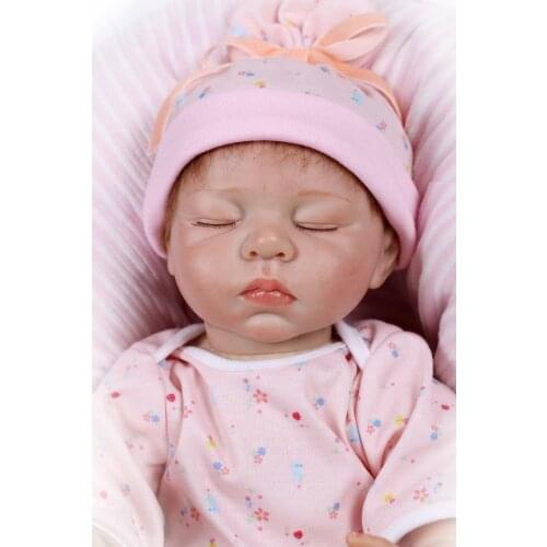 21'' Lifelike Reborn Silicone Baby Doll Vinyl Doll Sleeping Newborn Girl Boy Toy Silicone Reborn Baby Dolls Girl Toys For Kids