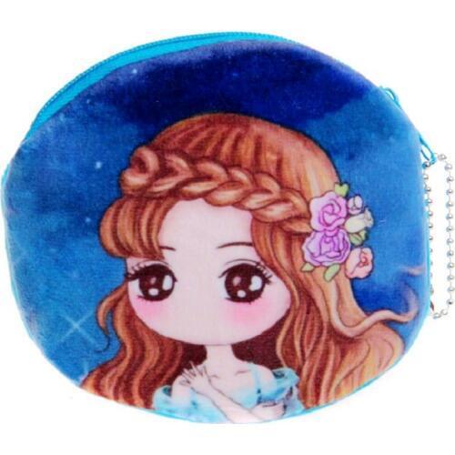 Plush cartoon characters printing womens mini coin purse shorts wallet ladies small organizer pouch for kindergarten baby girls