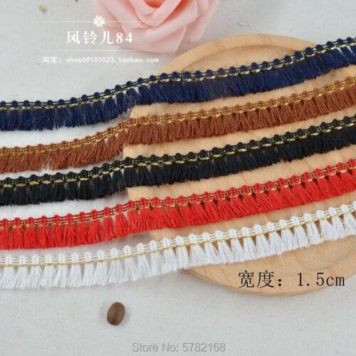 2m/1.5cm Delicate Red Black Navy Thick Polyester Lace Fringe Mesh Trim Headgear Clothing Decoration Ribbon Colored Fringe