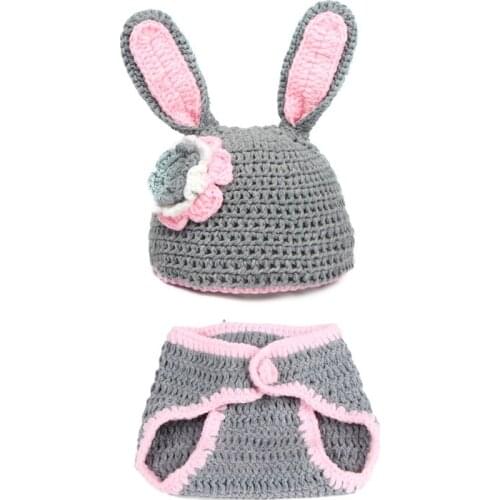 1 Set Lytwtws Cute Soft Rabbit Ear Newborn Photography Props Baby Hat Cap Girls Boys Clothes Crochet Outfits