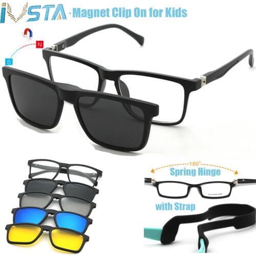 IVSTA Kids Glasses Children Clip On Sunglasses Boys Polarized 3D Myopia Amblyopia Prescription Clips Magnetic Optical Frame