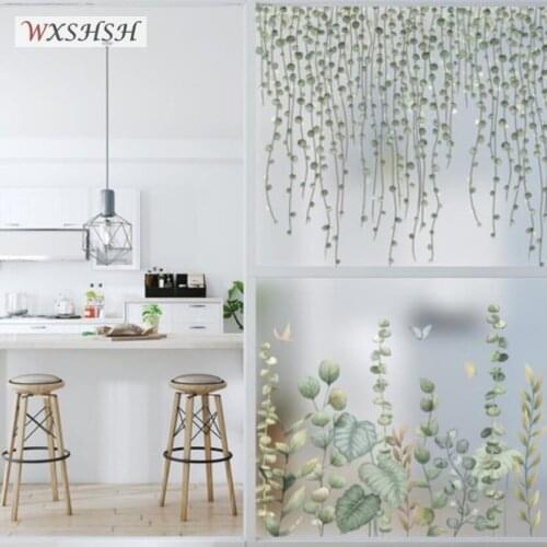 Custom Size Static Cling Glass Film INS Style Nordic Plants Water-Proof Private Window Sticker For Home Office Store Restaurant