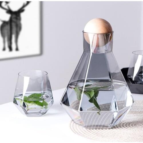 1200ml 1400ml Glass Water Jug Kettle Tea Pot Water Pots Creativity Irregular Cold Water Kettle With Wooden Ball Juice Carafe