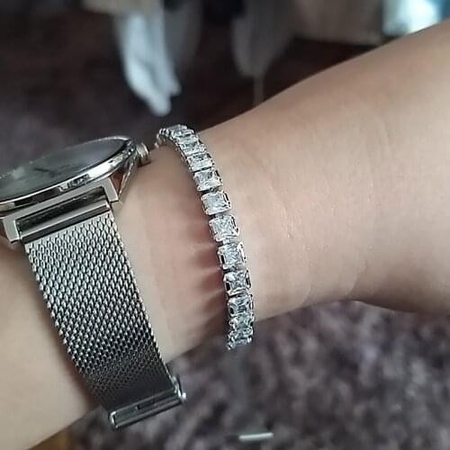 Tennis Bracelet For Women Kpop Luxury Square Multicolor 3*3mm Zircon Korean Womens Bracelet Wholesale Adjustable Jewelry DZH007