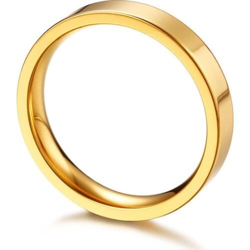 Titanium Steel Gold Color Engagement Ring Stainless Steel Men and Women Ring