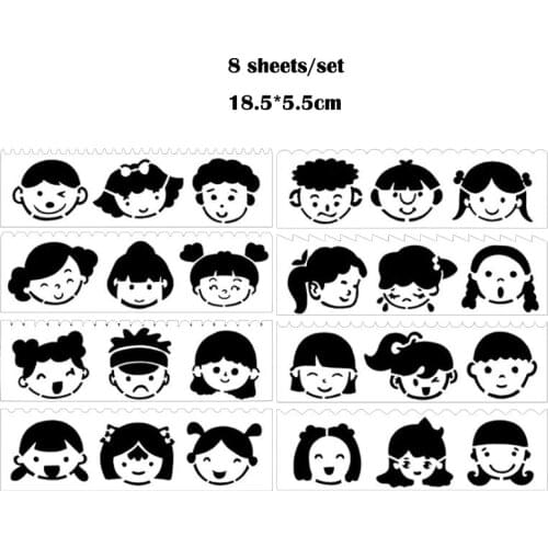 8pc Child Painting Stencil Stencils DIY Scrapbooking Album Decorative Accessories Drawing Template Reusable
