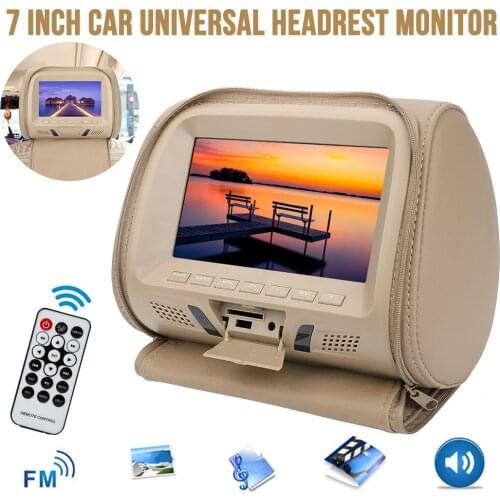 Universal 7" Car Headrest Monitor Auto Multimedia Audio Video Player Support 1080P HD LCD with Speaker MP4 MP5 Pillow display