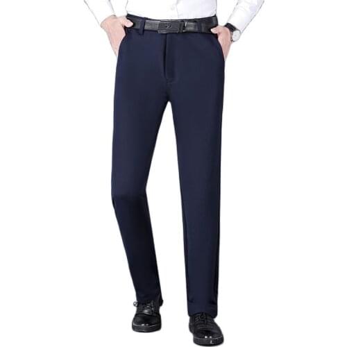 2021 Spring and summer mens solid color trousers high-end business casual pants mens thin stretch long pants