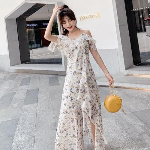 High Quality Sexy Women Dress Summer Off Shoulder Long Dress Print Floral Boho Clothing Party Vestidos Robe Femme 2021 WPY2284