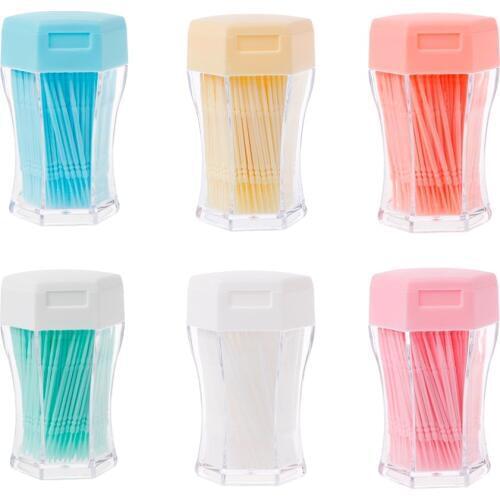 YAS 200Pcs Double Head Interdental Brush Toothpick With Hexagon Box Dental Oral Care Remove Plaque