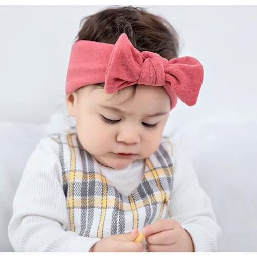 Knot Bows Fleece Hairbands Princess Grils Winter Headbands Baby Toddlers Stretchy Head Wraps 1pcs
