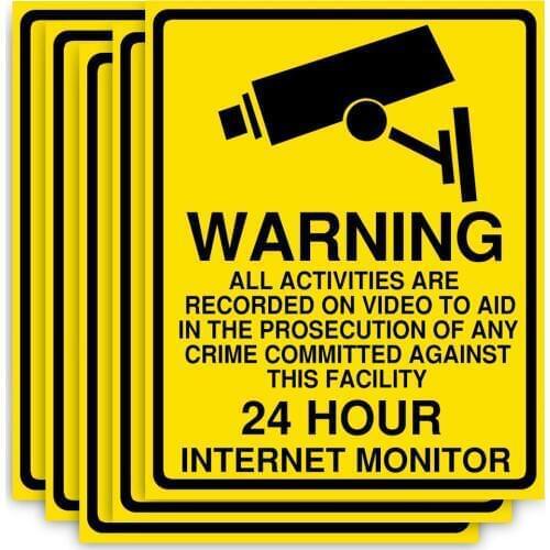 1/5pcs Warning sticker PVC Camera Alarm Sticker Waterproof Sunscreen Home CCTV Video Surveillance Security Decal Signs