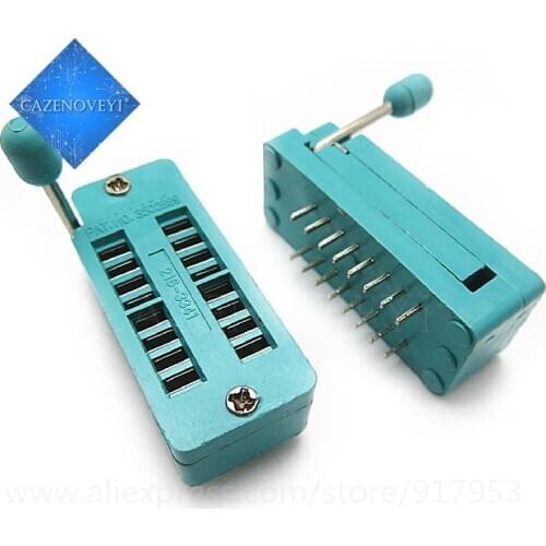 1pcs/lot 14 16 18 20 24 28 32 40 P Pin 2.54 MM Green DIP Universal ZIF IC Socket Test Solder Type IC lock seat zif socket
