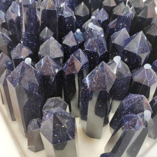 1000g High Quality Fantasy Starlight Quartz Crystal Blue Sand Single Pointed Wand Point Healing