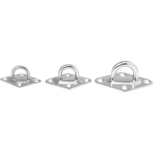 2pcs 8mm Stainless Steel Diamond Eye Plate Tie Down for Marine Boat Sailboat