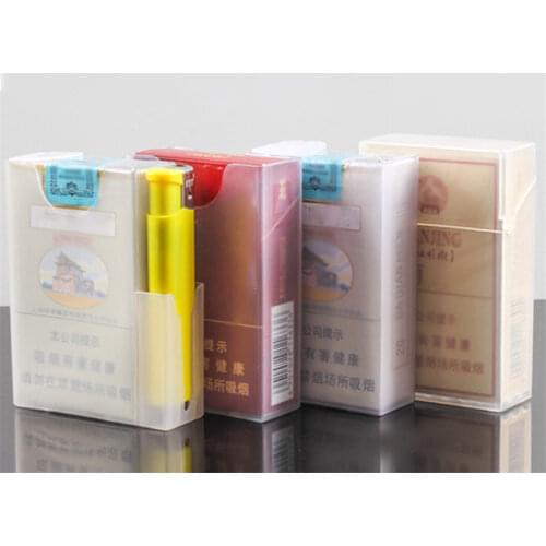 2Pcs/set Transparent Cigarette Case Cigarette Lighter Cases Storage Boxes Portable Plastic Lighters Cigarette Box Accessories