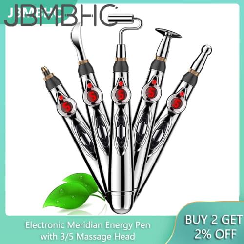 3/5 in 1 Acupuncture Pen with 5 Pain Relief Therapy Massage Head, Electronic Laser Meridian Energy Massage Pen Tools Muscle Pain