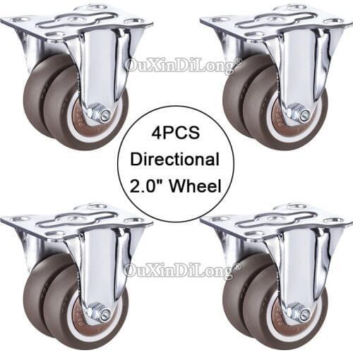 4PCS Double wheels directional casters,size 2.0inch/50mm super mute universal wheels,bear 55kg/pcs,For flower racks JF1676