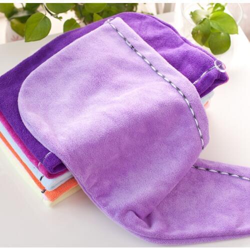 Women Bathroom Super Absorbent Quick-drying Microfiber Bath Towel Hair Dry Cap Salon Towel 25x65cm Wear a thick, dry hair cap