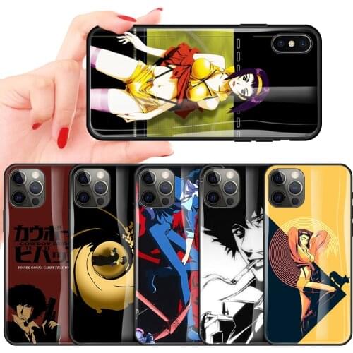 Phone Case For iPhone 11 Pro glass back Cover iphone 7 cover funda for iPhone 7 8 Plus X XS Max XR SE Cowboy Bebop