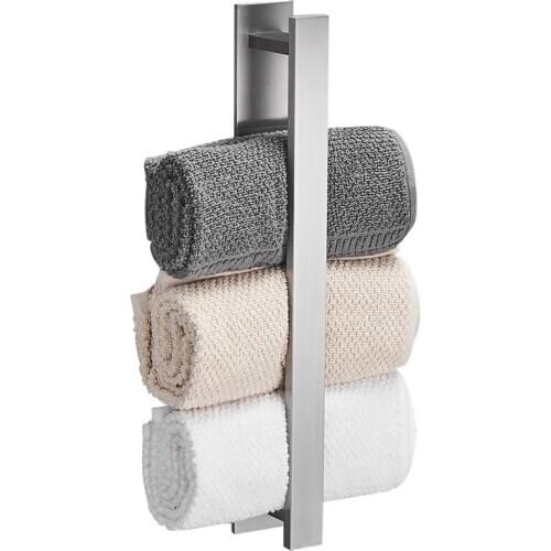 Black Towel Rack Modern Bathroom Kitchen Stainless Steel Wall-Mounted Towel Rack
