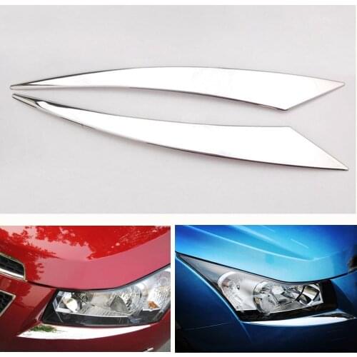 Car Headlight Cover Trim Sticker Chrome ABS Head Light Lamp Decor Moldings For Chevrolet Cruze 2009-2015 Car Styling Accessories