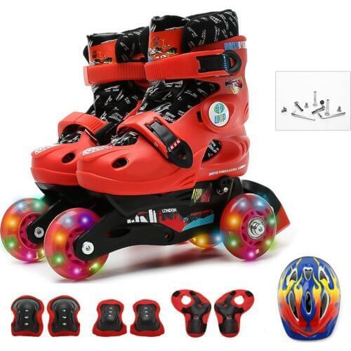 Children Kids Lovely Cute Stable Balance Slalom Parallel Flashing Skate Roller Shoes Inline Adjustable Fall Prevention 6 Colors