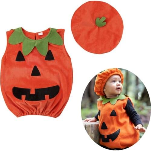Kids Halloween Party Costumes Toddler Baby Pumpkin Costume Cosplay for Baby Girl Boy Fancy Dress Hat Outfit Cute Clothes