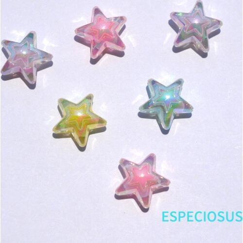 DIY jewelry Accessory glittering Transparent Acrylic Beads 16MM Pentagram Beads Mix Color Plated Bracelet Making Findings 30PCS