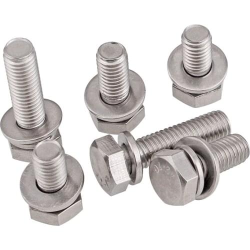 Gb9074 authentic 304 stainless steel external hexagon trimming three combination screw bolt m4-m10 10PCS
