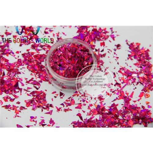 TCA912 Holographic Plum Color Mylar Sheet Random Cut Size Flakes for nail decoration and other art DIY decoration