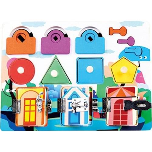 Puzzle Unlock Toy Wooden Educational Toys Shape Color Match Cognition Educational Game Montessori Toy Montessori Board