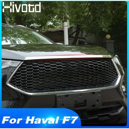 Hivotd For Haval F7 F7X 2019 Car Accessories Front Engine Trim Grill Mesh Lip Shape Decorative Strip Exterior Chromium Styling