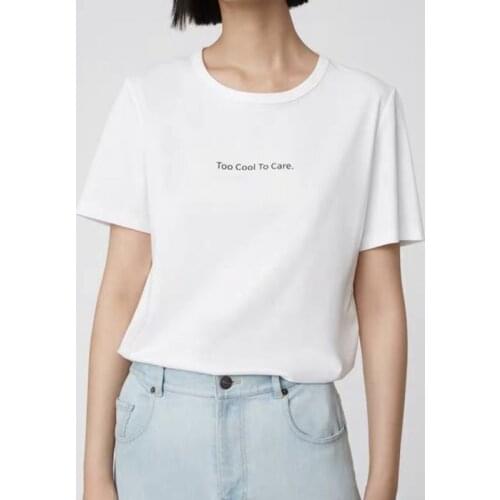 Cotton Round Neck Short Sleeve White Women T-shirt