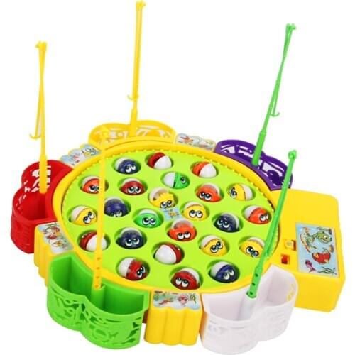 Toddler Fishing Game Set, Electric Double-Layer Rotating Fishing Pools Fishes Play Set for 2 3 Year Old Girl and Boy Toys