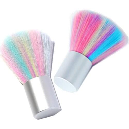 Nail Brush Tools Colored Bristles Manicure Care Remove Dust Angle Nail Cleaning Small Pedicure File Soft Nail Art Powder Brushes