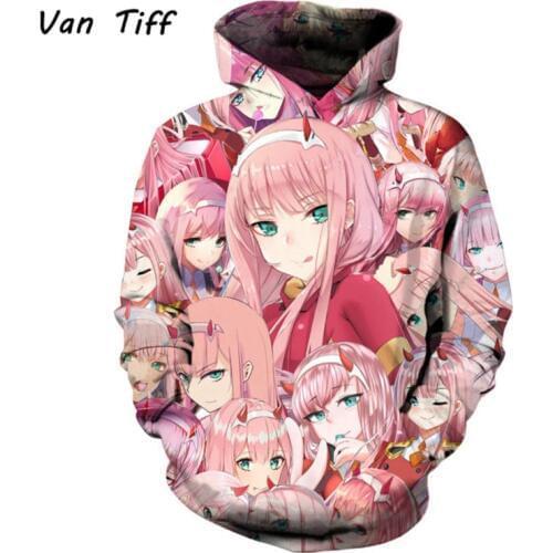 Girls Anime Cosplay DARLING in the FRANXX Costume Hoodies Zero Two 3D printed Hoodie Sweatshirts Kawaai Cute Pullovers
