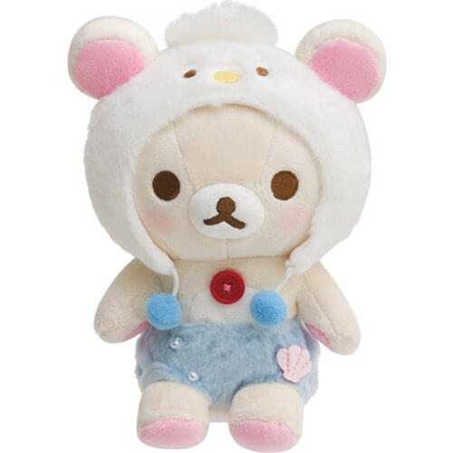 Kawaii Penguin Hat Shell Rilakkuma Plush Doll Soft Toy Bear Stuffed Animal Cute Plushies Kids Toys for Girls Children Gift