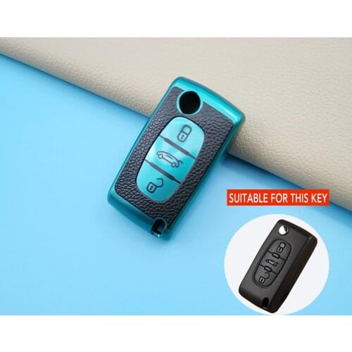 Leather Tpu 3 Buttons Car Remote Key Protection Cover For Peugeot 107 207 307 307s 308 407 607 For Citroen C2 C3 C4 C5 C6 C8