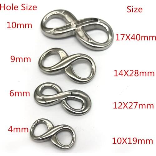 316L Stainless steel Infinity Pendant Fit Leather Braid Bracelet Connectors Charms & Necklaces Jewelry Making