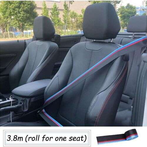 3.8 meter Multicolor Car Seat Belt Webbing European Standard Car Personalized Modification Seat Belt Webbing For Bmw Accessories