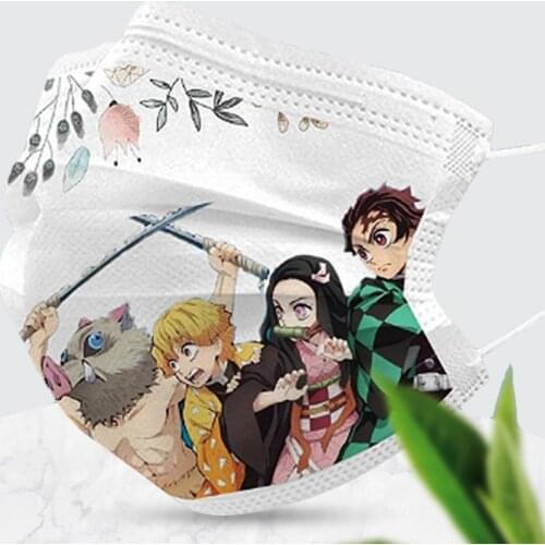 Cosplay Anime Demon Slayer Kids Adults Printed Masks Pollution Mask Cartoon Lovely Printed Masks Fabric Meltblown Dustproof