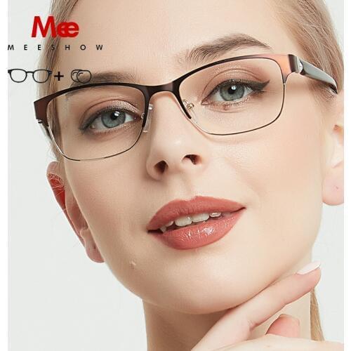 Meeshow Titanium Alloy prescription glasses Men womens glasses progressive Vintage cat eye glasses myopia spectacle frame 809