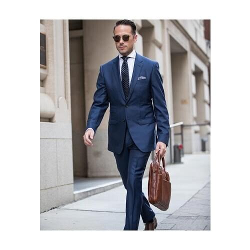 Men Suits Regular Fit 2 Piece Navy Blue Men Suits for Business Dress Slim Fit Blazer Dress Tuxedo Mens Suits with Pants Jacket
