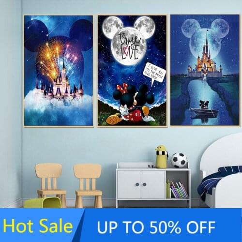 Canvas Painting Wall Art Disney Mickey Minnie Castle Posters and Prints Room Decor Pictures Living Children Home Decoration