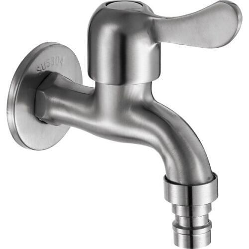 Stainless Steel Washing Machine Faucet Wall Mounted Mop Pool Sink Faucet G1/2 Quick Opening Water Nozzle Tap For Outdoor Garden